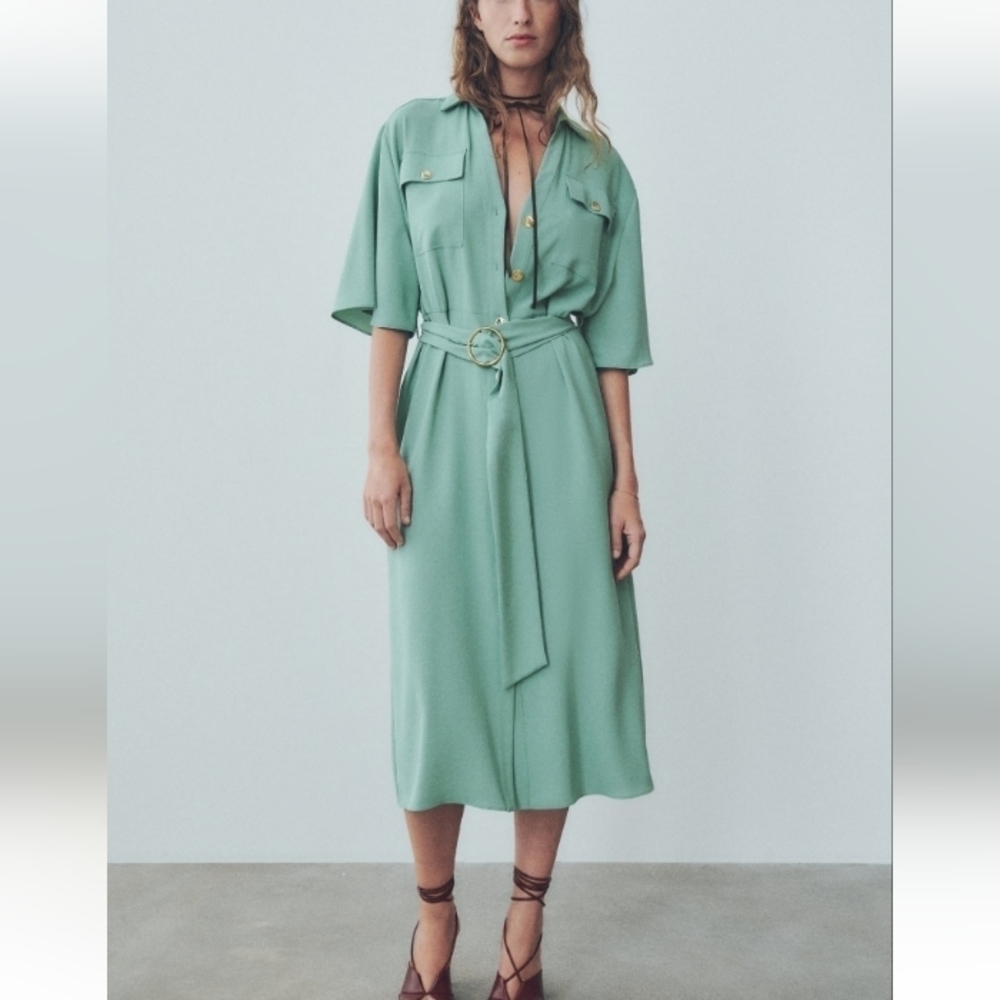 Zara gold button shirtdress